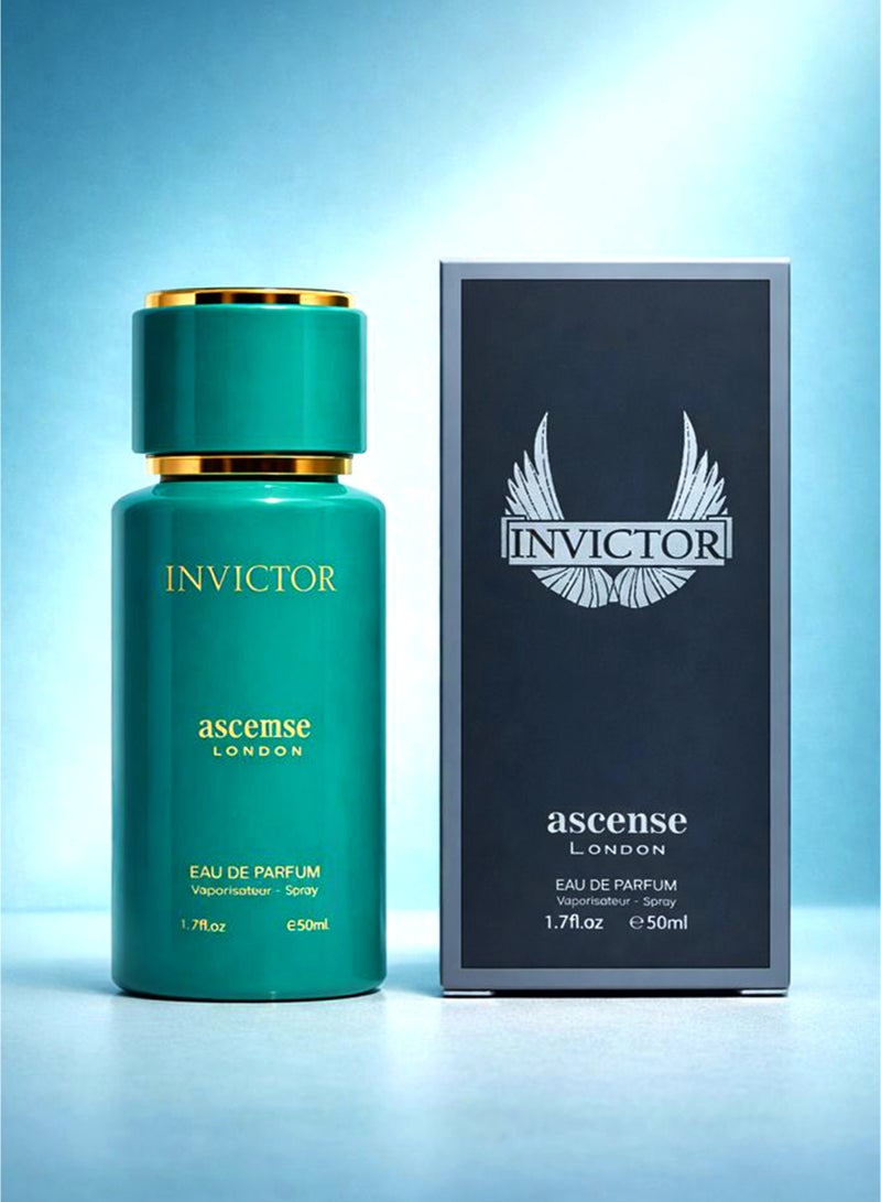 Ascense london Amber Perfume for Men Invictor Eau De Parfum for Men 50ml | Luxury Mens Perfume with Aquatic, Marine, Fresh Spicy & Woody Notes | Best Perfume for Men - Image 1